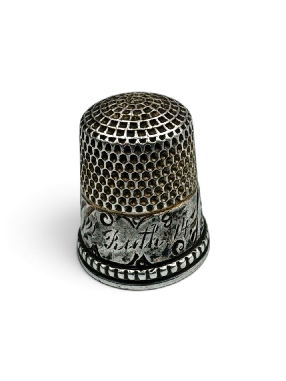 Antique Sterling Silver Engraved Ruth Sewing Thimble Victorian Edwardian